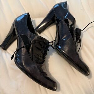 Stuart Weitzman Glossy Black Ankle Booties